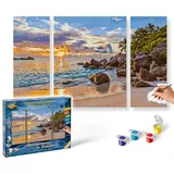 Schipper 609260906 - Malen nach Zahlen Abendstimmung im Paradies, Triptychon, 50 x 80 cm