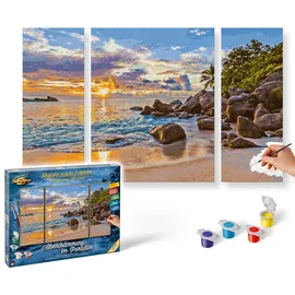 Schipper 609260906 - Malen nach Zahlen Abendstimmung im Paradies, Triptychon, 50 x 80 cm
