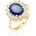 Fingerring Synthetischer Saphir Blau Sterling goldfarben 52