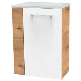 Fackelmann Waschbeckenunterschrank 44 x 60 x 24,3 cm Weiß Hochglanz