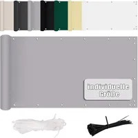 MENGH Balkon Sichtschutz 65x850cm, Balkon Sichtschutz Windschutz, Windschutz Sonnenschutz, 100% Privatsphäre für Gartenanlagen, Camping und Freizeit Hellgrau
