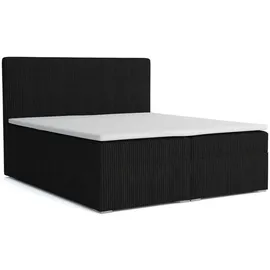 dein schlaf 24 BOXBETT LOFT IV 160/200 Cord Schwarz mit Taschen-Federkernmatratzen 7 Zonen H4 - Schwarz