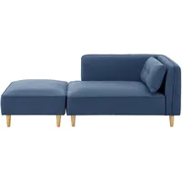 Modulsofa Fanny Blau Leinenoptik mit Hocker