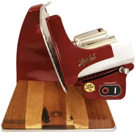 Berkel Home Line 250 Plus Rot, Aufschnittmaschine, Schneidemaschine mit handgefertigtem Schneidebrett