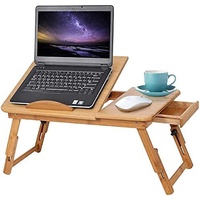Bambus Laptoptisch Schreibtisch mit Schublade, klappbarer Notebooktisch Betttisch höhenverstellbar für Lesen oder Frühstücks Zeichentisch und Esstisch Bett 50 * 30 * 20 cm