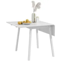 HOMCOM Klapptisch Esszimmertisch mit 2 aufklappbare Flächen, Holztisch (Küchentisch, 1-St., Esstisch), für Esszimmer, Küche, Weiß weiß