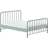 Vipack Metallbett VIPACK "Bronxx, standfest gebaut, gradlinige Optik in zeitlosem Design", grün (grün matt, grün matt, grün matt), B:166,5cm H:110cm L:207cm, Betten, inkl. Lattenrost, Mittelsteg und Fußstütze unter der Liegefläche