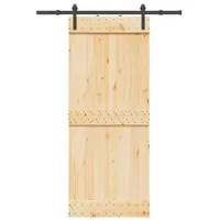 vidaXL Schiebetür mit Beschlag 85x210 cm Massivholz Kiefer