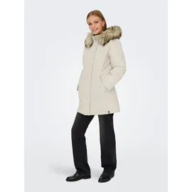 Only Parka "ONLNEWKATY PARKA LIFE OTW CC", Damen, Gr. S, beige (moonbeam detail:nature fur), Web, Obermaterial: 100% Polyester, unifarben, regular fit, Jacken Parka, Kunstfaser