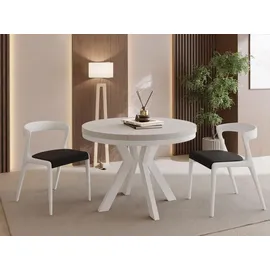 WFL GROUP Runder Esstisch 100 x 77 x 100 cm beige