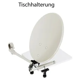 PremiumX Camping SAT Anlage Single LNB 10m Kabel 2x F-Stecker Tischhalter Masthalter Saugfuß im Koffer Camp Zubehör