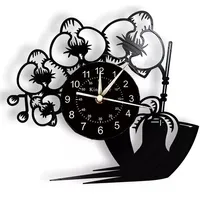 Smotly Vinyl Wanduhr - Schmetterling Orchidee Design, Lebendige Topfpflanze Nie Verblassen, Home Decoration Geschenk (Ohne Licht)