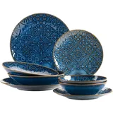 Mäser Kombiservice 8-tlg., Blau postsicher, Serie Trad. Tiles BLAU