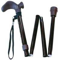 RUSSKA Aluminium Gehstock mit Griffvariationen links faltbar schwarz