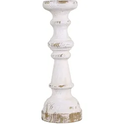 Chic Antique Kerzenständer für Stumpenkerzen aus Holz, H44,5/D15,5 cm, antik creme