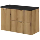 [en.casa] Waschtischunterschrank Skelbolu 90x60x40cm Eicheoptik/Schwarz [en.casa]