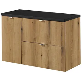 [en.casa] Waschtischunterschrank Skelbolu 90x60x40cm Eicheoptik/Schwarz [en.casa]