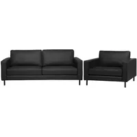 Sofa Set Leder schwarz 4-Sitzer SAVALEN