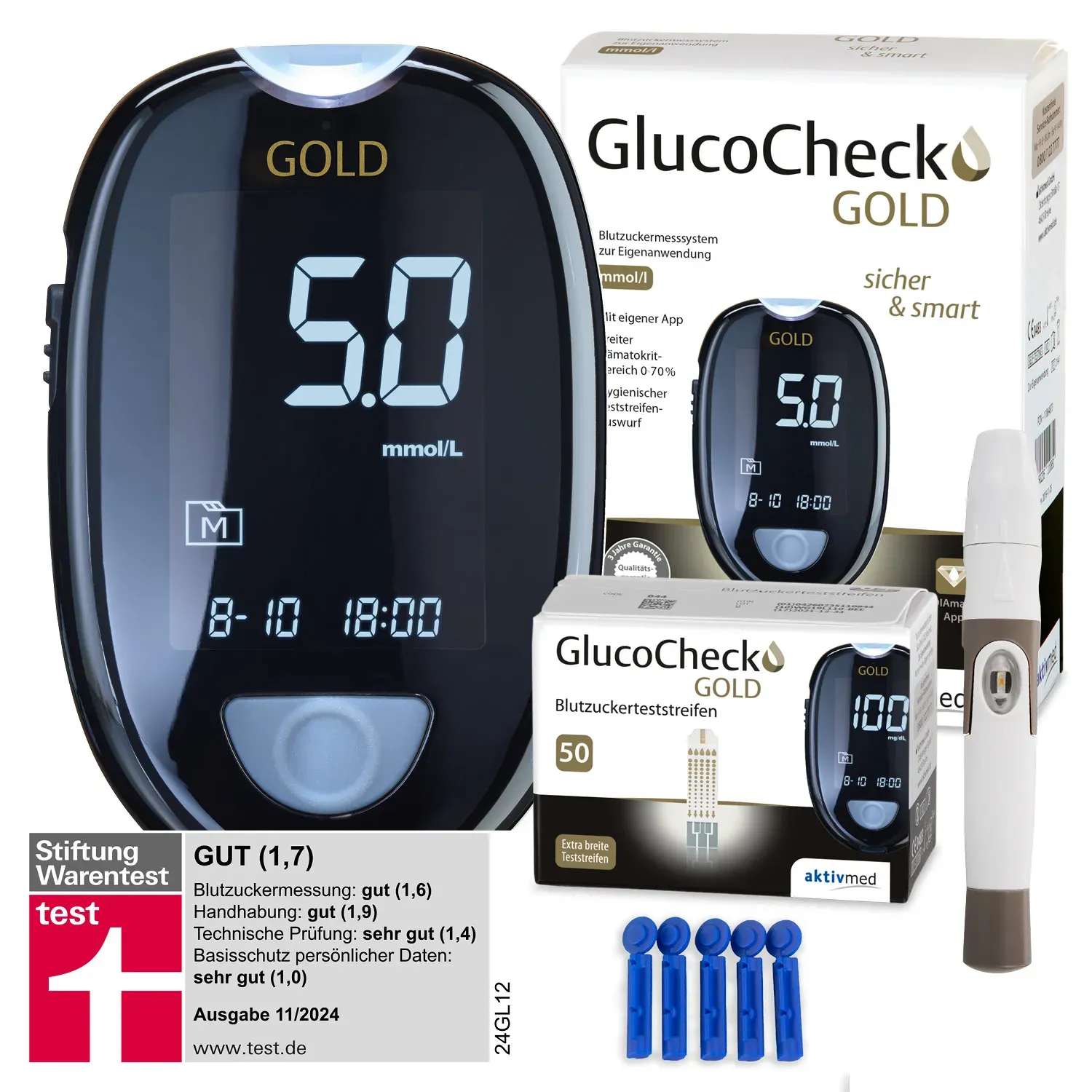 Glucocheck Gold mmol/l Starterset inkl. 60 Ttr 1 St