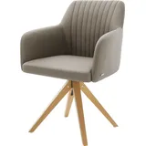 DELIFE Polsterstuhl Greg-Flex, Holzgestell kantig Natur Echt-Leder Schlamm Taschenfederkern grau 56 cm x 86 cm x 58 cm