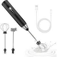 Elektrischer Milchaufschäumer, Über Usb Aufladbarer Milchaufschäumer Und Elektrischer Mini-schneebesen, Mixer Aus Edelstahl, Für Kaffee, Latte (schwarz)