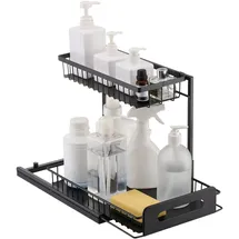 Vevor Ausziehbarer Spülschrank-Organizer mit 2 Ebenen unter Waschbecken Regal (27x36 cm) Gewürzregal Küchenregal Lagerregal Organizer für Küche Badezimmer 317x394x330 mm (Installationsgröße)