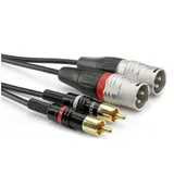 SOMMER CABLE HBP-M2C2-0300 Audio-Adapterkabel [2x Cinch - 2x XLR-Stecker 3-polig] 3.00 m schwarz