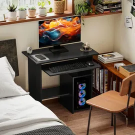 Homcom Computertisch, Schwarz Holzwerkstoff, 80x75x45 cm, Arbeitszimmer, Schreibtische, Computertische