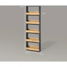 livinity® Weinregal 60 x 180 cm Goldkraft Eiche/Anthrazit