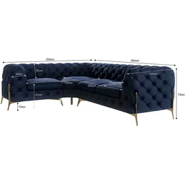s-style möbel Ecksofa mit Goldene Metall Füßen - 2 Jahre Gewährleistung / mind. 14 Tage Rückgaberecht / Blau
