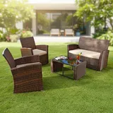 MuCoLa - 4tlg. Rattansofa Set Sitzgarnitur Gartenmöbel Polyrattan Sofa Möbel Lounge M01