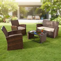 MuCoLa - 4tlg. Rattansofa Set Sitzgarnitur Gartenmöbel Polyrattan Sofa Möbel Lounge M01
