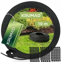 KRUMAD Rasenkante Kunststoff 10m x 6cm, Flexible Beeteinfassung, Wetterfest & UV-beständig, Beeteinfassung Garten, Zaun Garten, Beetumrandung mit 30 Erdankern, Kunststoff Rasenkante für Garten & Wege