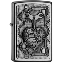 Zippo PL STEAM Punk Heart Feuerzeug, Messing, Edelstahloptik, 1 x 3,5 x 5,5 cm