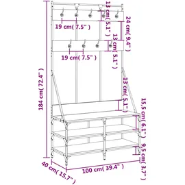 vidaXL Garderobenständer mit Schuhablage 100 x 40 x 184 cm Eichen-Optik