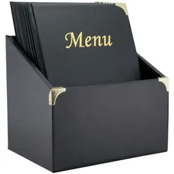 Securit® Menübox "Basic" mit 10x A4 Karten, 8-10 Seiten/Karte, Schwarz, 5,1kg.