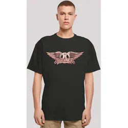 T-Shirt F4NT4STIC "Aerosmith Rock Band Logo", Herren, Gr. 4XL, schwarz, Obermaterial: 100% Baumwolle, casual, oversize, Rundhals, Kurzarm ohne Bündchen, Shirts, Premium Qualität, Rock-Musik, Band