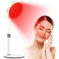Rotlichttherapiegerät mit Sockel, 140 LEDs Rotlichtlampe mit Timer, 660nm Tiefes Rotlicht mit Verstellbarer Schwanenhals für Gesicht, Schulter, Rücken, Erhaltung Vitalität Haut