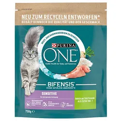 PURINA ONE® Katzen-Trockenfutter BIFENSIS®Sensitive Reich an Truthahn 750,0 g