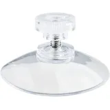 Saugnäpfe, ø = 50 mm, transparent, mit M4-Gewinde 6 mm lang, inkl. transparenter Rändelmutter, Weich-PVC