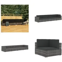 vidaXL 4 tlg. Garten Sofagarnitur mit Auflagen Poly Rattan Grau - Garten-Sofagarnitur - Garten-Sofagarnituren - Gartensofa-Set - Gartensofa-Sets - Grau