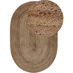 Teppich Jute natürlich 100 x 150 cm Kurzflor DEMIRCI
