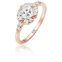 Elli Premium Verlobungsring Verlobungsring Zirkonia Weiß 925 Sterling Silber goldfarben 56 mm