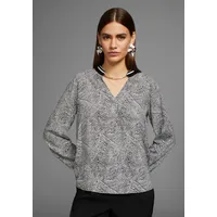 Hechter paris Druckbluse mit Kontrastkragen Gr. 34, schwarz-weiß-gemustert, ,