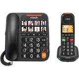 VTech Schnurgeb./Schnurloses Telefon, Digit. Anrufbeantworter, 8 Foto-Direktwahltasten, große Tasten/Display, hörgerätekompatibel, Lautstärkenregler, Opt. Rufanzeige, Anrufblocker | CL6550