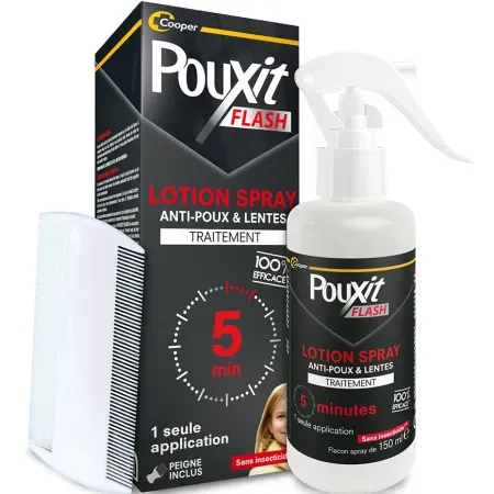 Pouxit Flash Behandlung Gegen Läuse Und Nissen 150ml + Kamm 1 Stück