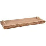 Spetebo Massivholz Servierplatte 50x20 cm mit 2 Tragegriffen - Holz Servierbrett Serviertablett