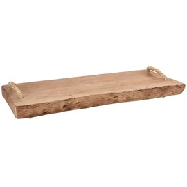 Spetebo Massivholz Servierplatte 50x20 cm mit 2 Tragegriffen - Holz Servierbrett Serviertablett