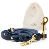 Freudentier Hundeleine aus Leder, 2m & 3-fach verstellbar königsblau 1,8 cm