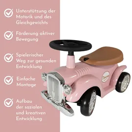Lemodo Rutschauto Kinderauto im Retrodesign Pink